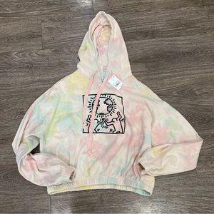 NWT OBEY Tie dye hoodie Keith Haring